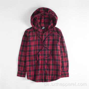 Classic Check Plaid Jackenhemden Langarm-Hoodie-Shirt